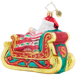 Christopher Radko 2024 NEW Santa Sleigh-Time Snooze Ornament