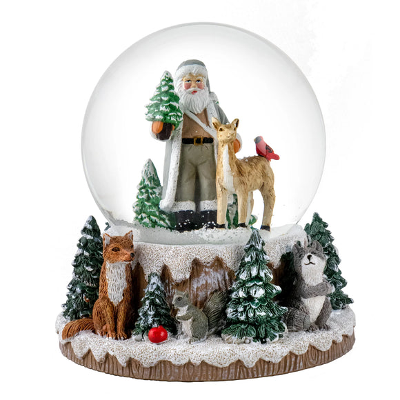 San Francisco Music Box Company Santa With Friends Snow Globe