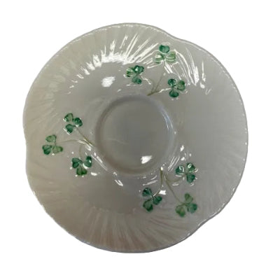 Belleek Pottery Shamrock Harp Tea Saucer