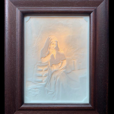 Retired Belleek Pottery "Water Carrier" Lighted Lithophane