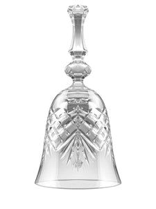 Clear crystal bell-shaped object on a white background