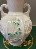 Belleek Pottery Vase Handle Shamrock