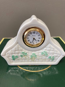 Belleek Pottery Shamrock Clock