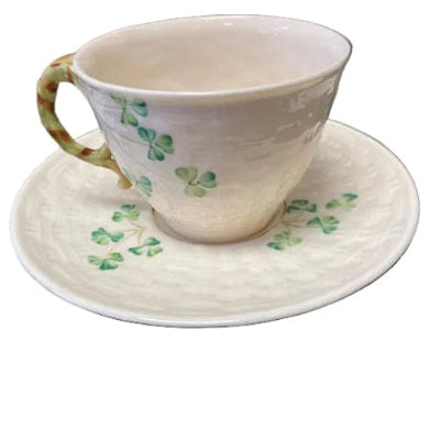 Belleek Pottery Tea Cup & Saucer