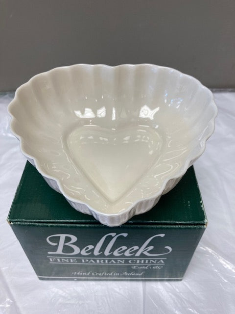 Belleek Pottery Bowl Heart 6.5