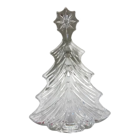 Clear glass Christmas tree ornament on a white background