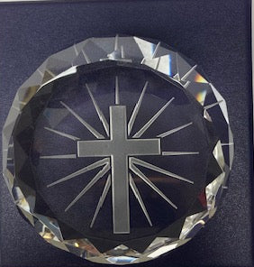 Prism Cut Cross Paperweight Round