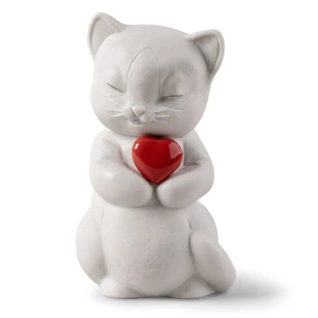 Lladro Red Heart Wiskers Playful Kitten