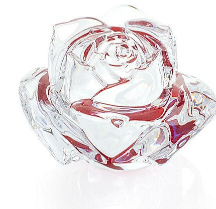 Waterford Crystal Red Tint Rose Paperweight