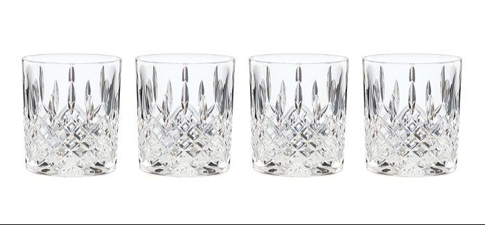 Reed & Barton Crystal Barware Hamilton DOF, 12oz Glasses, Set of 4