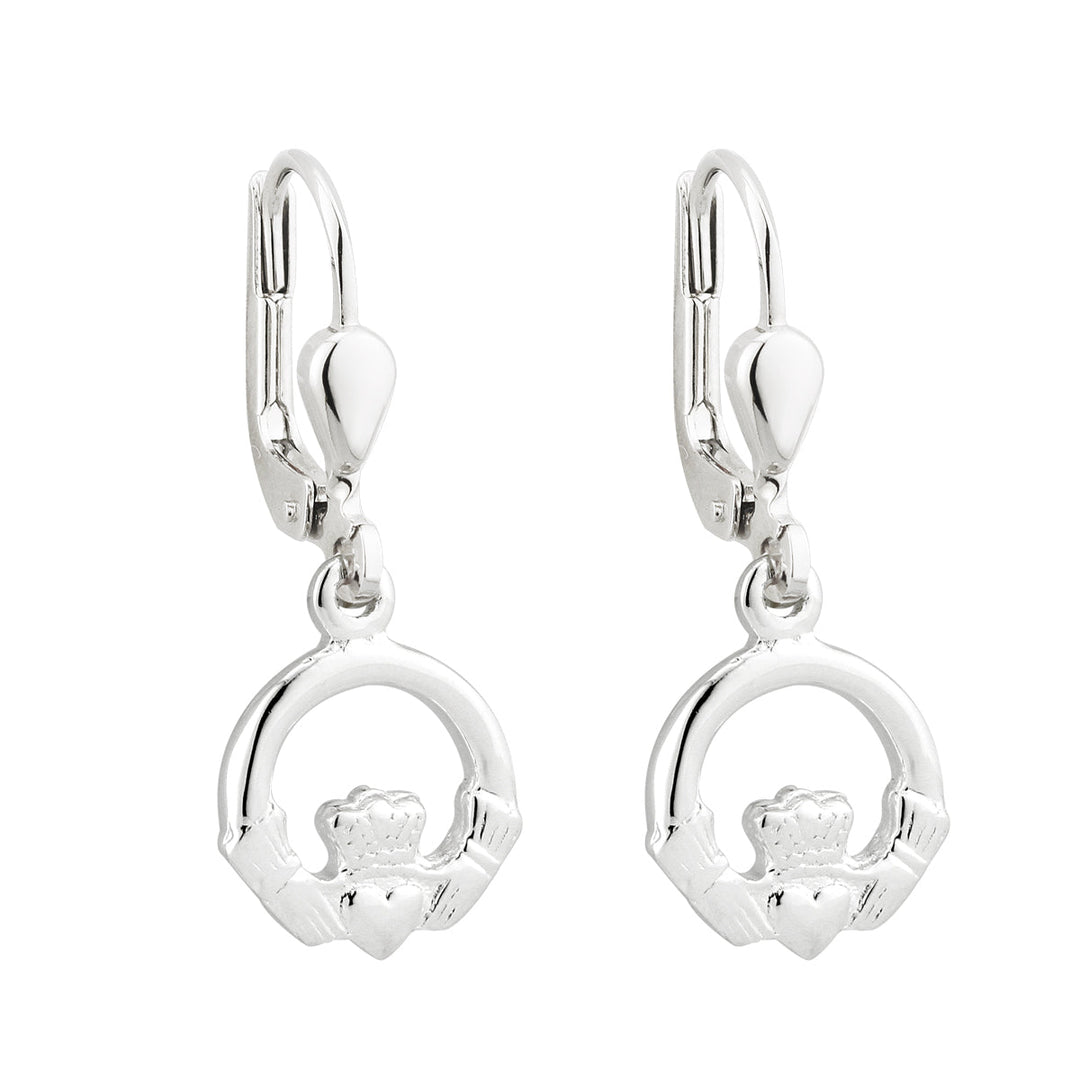 Solvar Sterling Silver Irish Claddagh Jewelry Heart Drop Earrings Small
