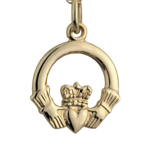 Solvar 10ct Gold Irish Claddagh Jewelry Necklace Small Without Chain