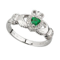 Solvar Emerald Heart Zirconia Irish Claddagh Ring