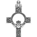 Solvar Rhodium Plated Irish Claddagh Jewelry Trinity Knot Cross Necklace