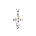 Solvar Sterling Silver Cross with Gold Trinity Knot Necklace