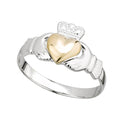 Solvar Sterling Silver Ladies Heart 10ct Claddagh Ring