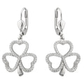 Solvar Sterling Silver Shamrock Jewelry Zirconia Earrings