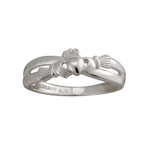 Solvar Sterling Silver Ladies Slant Claddagh Ring