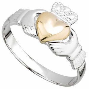Solvar Sterling Silver Ladies Claddagh Heart 10ct Ring