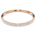 Rose gold bracelet with clear stones on a white background