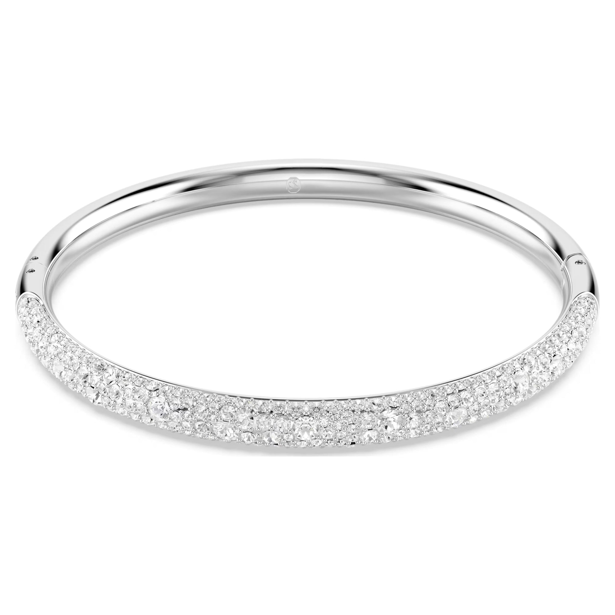 Silver bracelet with small stones on a white background