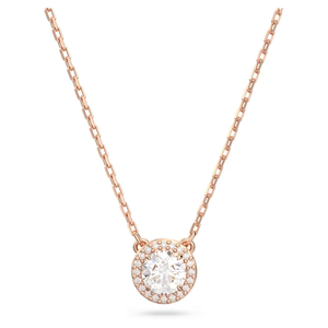 Swarovski Constella Double Pendant Round Cut, Pavé, White, Rose Gold