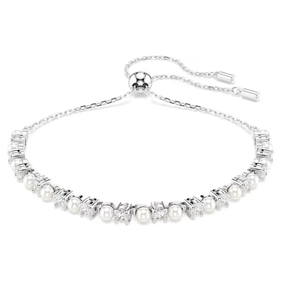 Swarovski New 2024 Matrix Bracelet Crystal Pearl, Round Cut, Rhodium