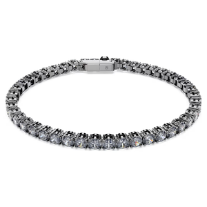 Swarovski 2024 NEW Matrix Tennis Bracelet Round cut, Gray, Ruthenium Plated