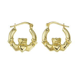 Solvar 14ct Gold Claddagh Hoop Earrings, pair