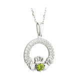 Solvar Irish Jewelry Sterling Silver Claddagh Birthstone Pendant