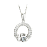 Solvar Irish Jewelry Sterling Silver Claddagh Birthstone Pendant