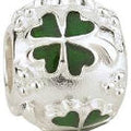 Solvar Sterling Silver Green  Clover Shamrock Jewelry Bead