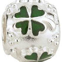 Solvar Sterling Silver Green  Clover Shamrock Jewelry Bead