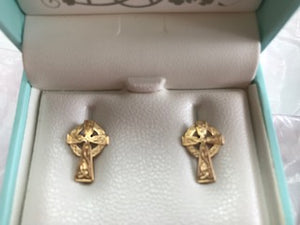  Fado 10ct Gold Celtic Cross Earrings