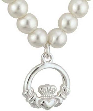 Solvar Sterling Silver Claddagh with Pearls Baby Pendant
