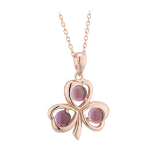  Rose Gold & Amethyst Shamrock Pendant