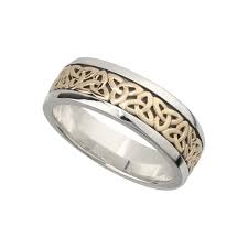 Solvar Sterling Silver 10ct Gold Trinity Band