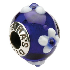 Tara's Diary Glass Blue Flower Bead